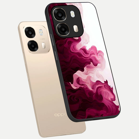 Crimson Wave Flow phone case For Oppo A6 showing premium glass back cover with detailed artwork