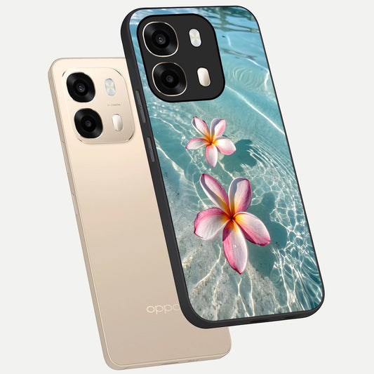 Floating Bloom Bliss phone case For Oppo A6 showing premium glass back cover with detailed artwork