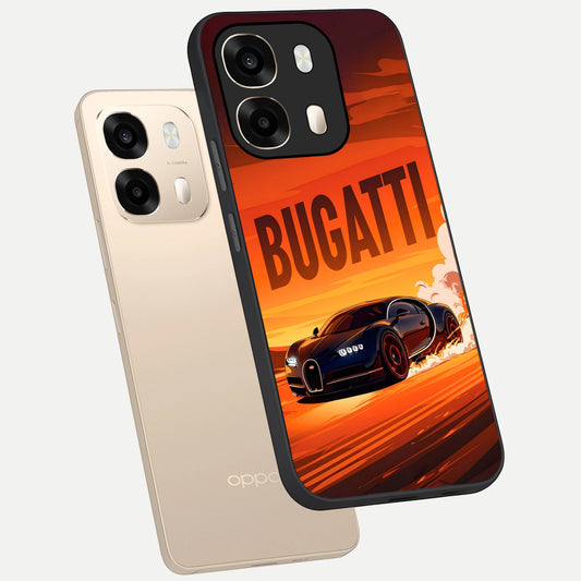 Inferno Bugatti Storm phone case For Oppo A6 showing premium glass back cover with detailed artwork
