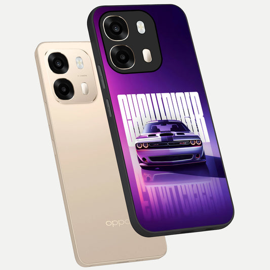 Midnight Muscle Ride phone case For Oppo A6 showing premium glass back cover with detailed artwork