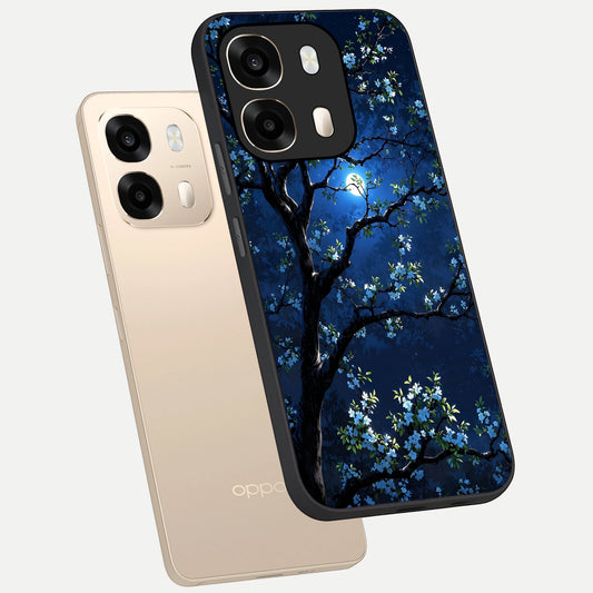 Mystic Floral Night phone case For Oppo A6 showing premium glass back cover with detailed artwork