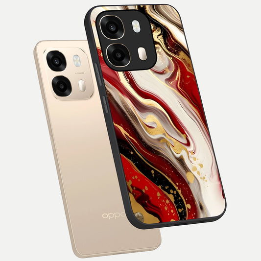 Red And White Marble phone case For Oppo A6 showing premium glass back cover with detailed artwork