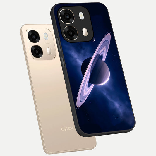 Saturn Ring Mystique phone case For Oppo A6 showing premium glass back cover with detailed artwork