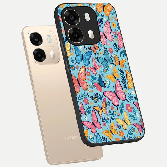Spring Wing Garden phone case For Oppo A6 showing premium glass back cover with detailed artwork