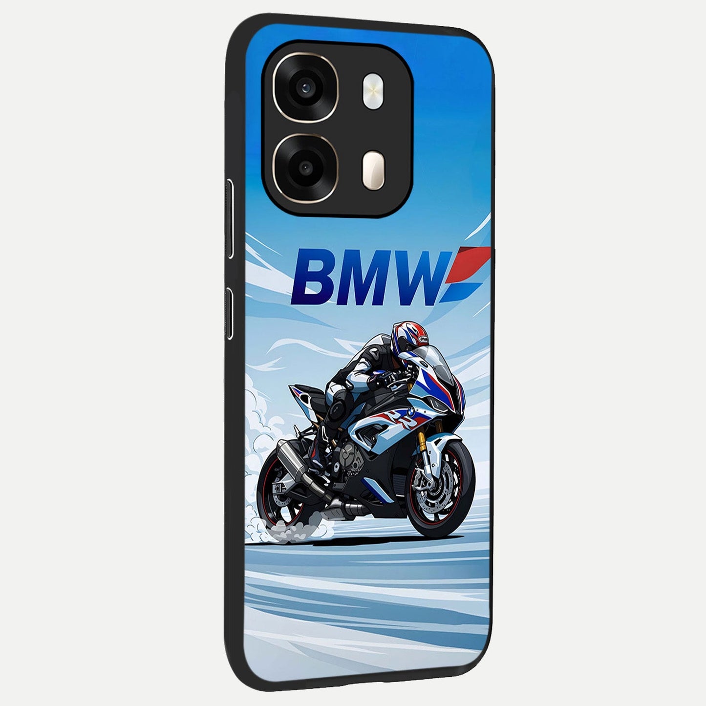 BMW Power Drift back cover For Oppo A6 slim fit glass case with vibrant aesthetic design