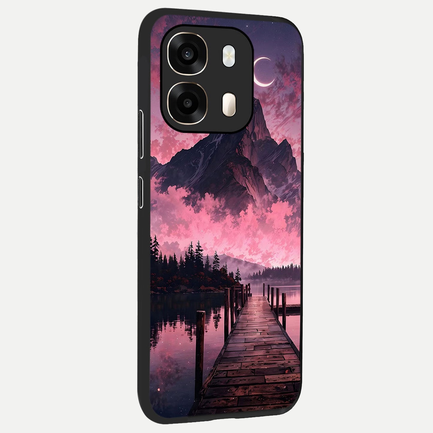 Beautiful Mountain View back cover For Oppo A6 slim fit glass case with vibrant aesthetic design