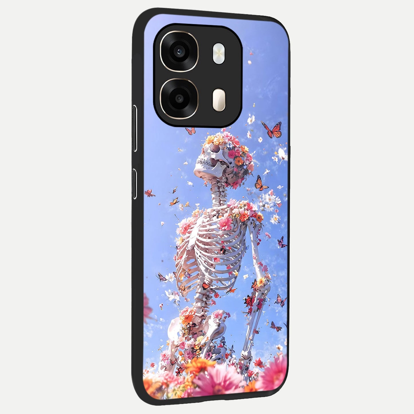Bloom Beyond Bones back cover For Oppo A6 slim fit glass case with vibrant aesthetic design