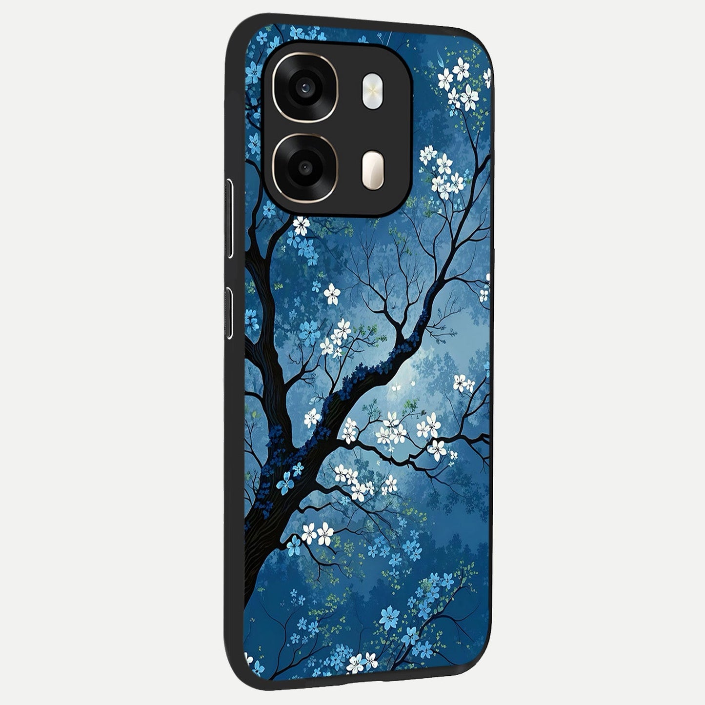 Blue Tree Serenity back cover For Oppo A6 slim fit glass case with vibrant aesthetic design