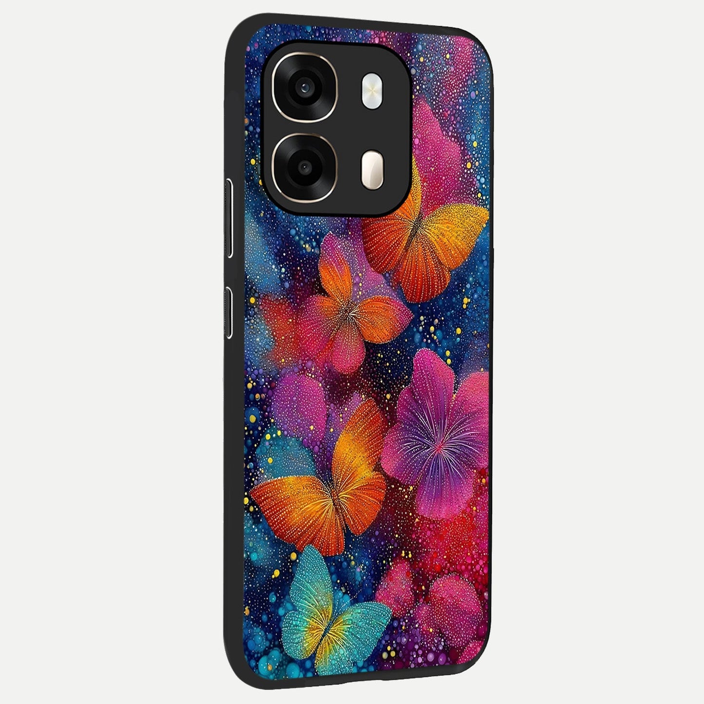 Butterfly Dream Mist back cover For Oppo A6 slim fit glass case with vibrant aesthetic design
