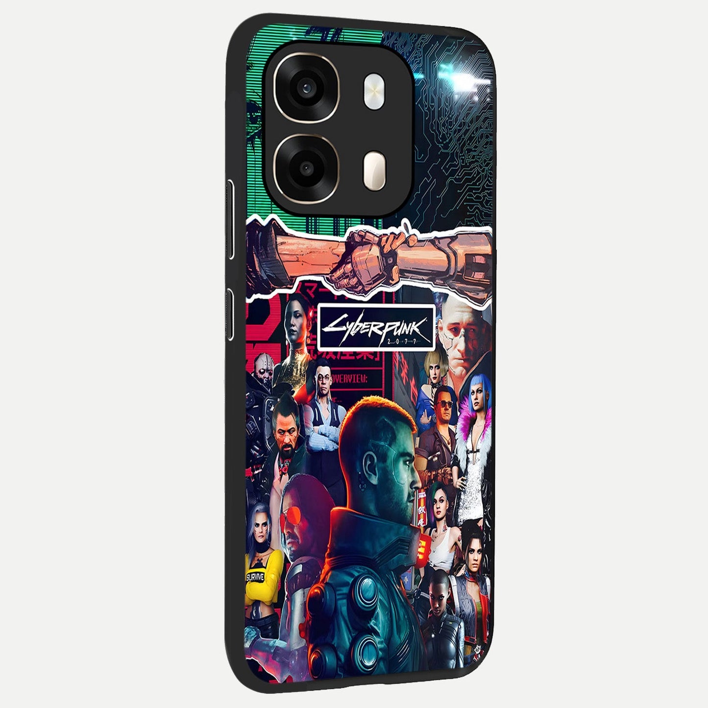 CYBERPUNK Legacy back cover For Oppo A6 slim fit glass case with vibrant aesthetic design