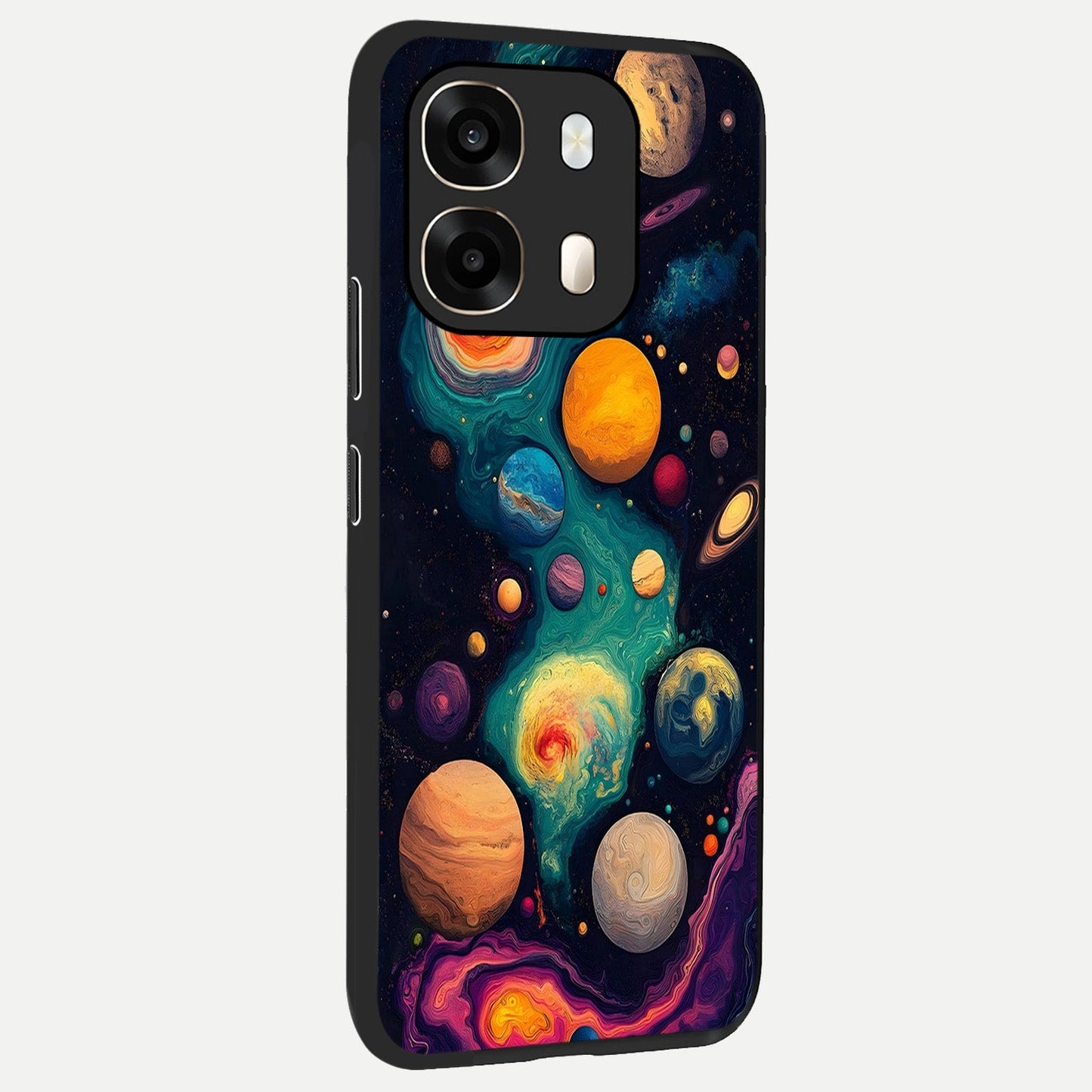 Cosmic Planet Journey back cover For Oppo A6 slim fit glass case with vibrant aesthetic design