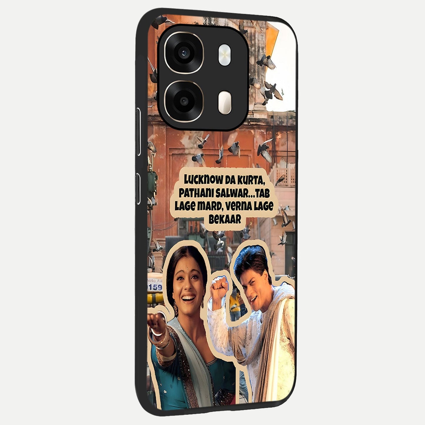 Desi Retro Vibes back cover For Oppo A6 slim fit glass case with vibrant aesthetic design