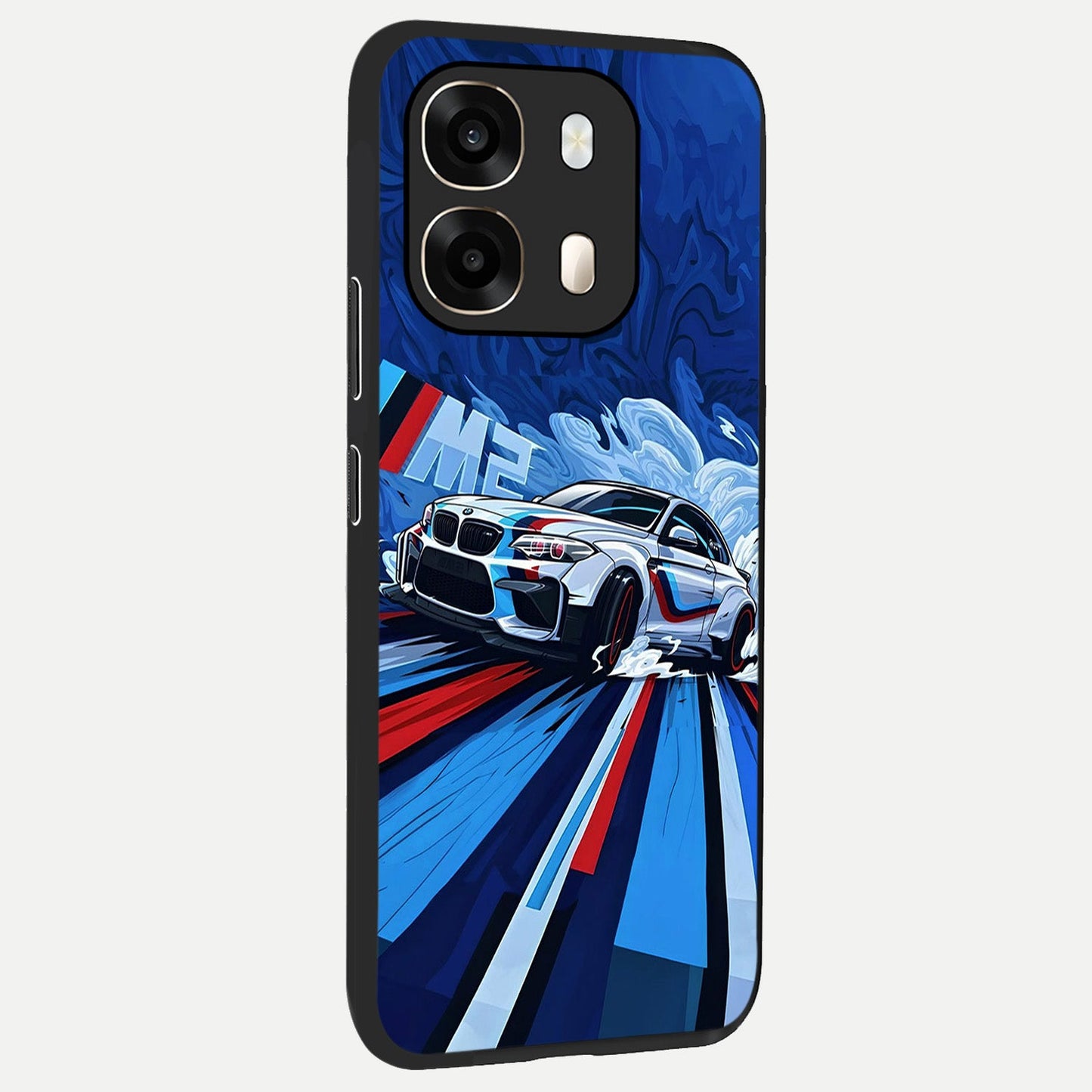 Drift Power Rush back cover For Oppo A6 slim fit glass case with vibrant aesthetic design