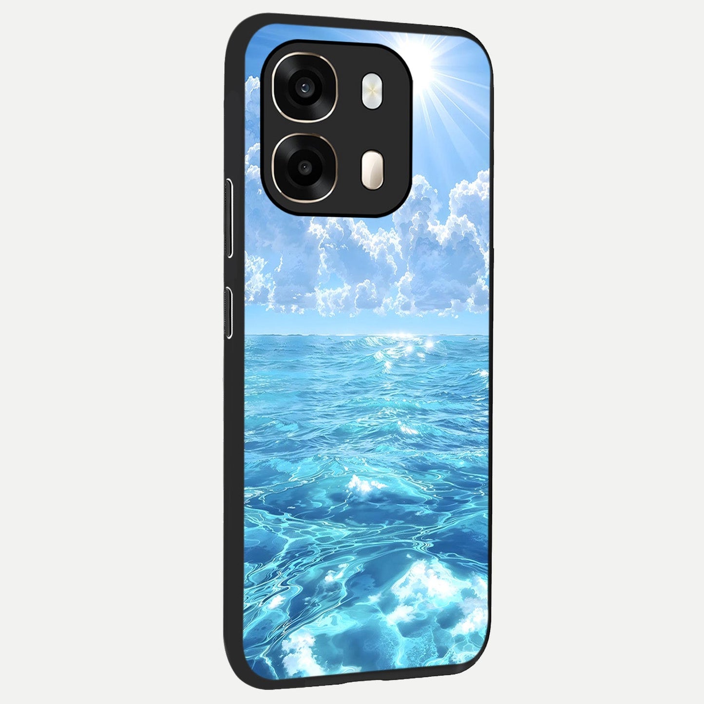 Endless Ocean Horizon back cover For Oppo A6 slim fit glass case with vibrant aesthetic design