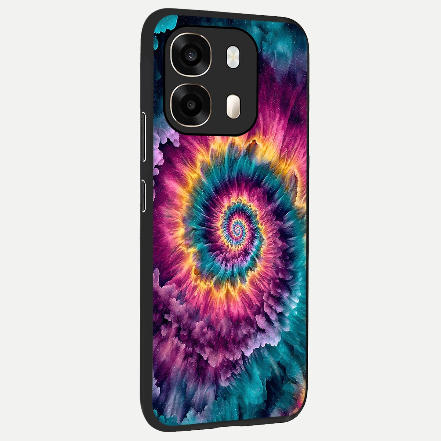 Galactic Spiral Burst back cover For Oppo A6 slim fit glass case with vibrant aesthetic design