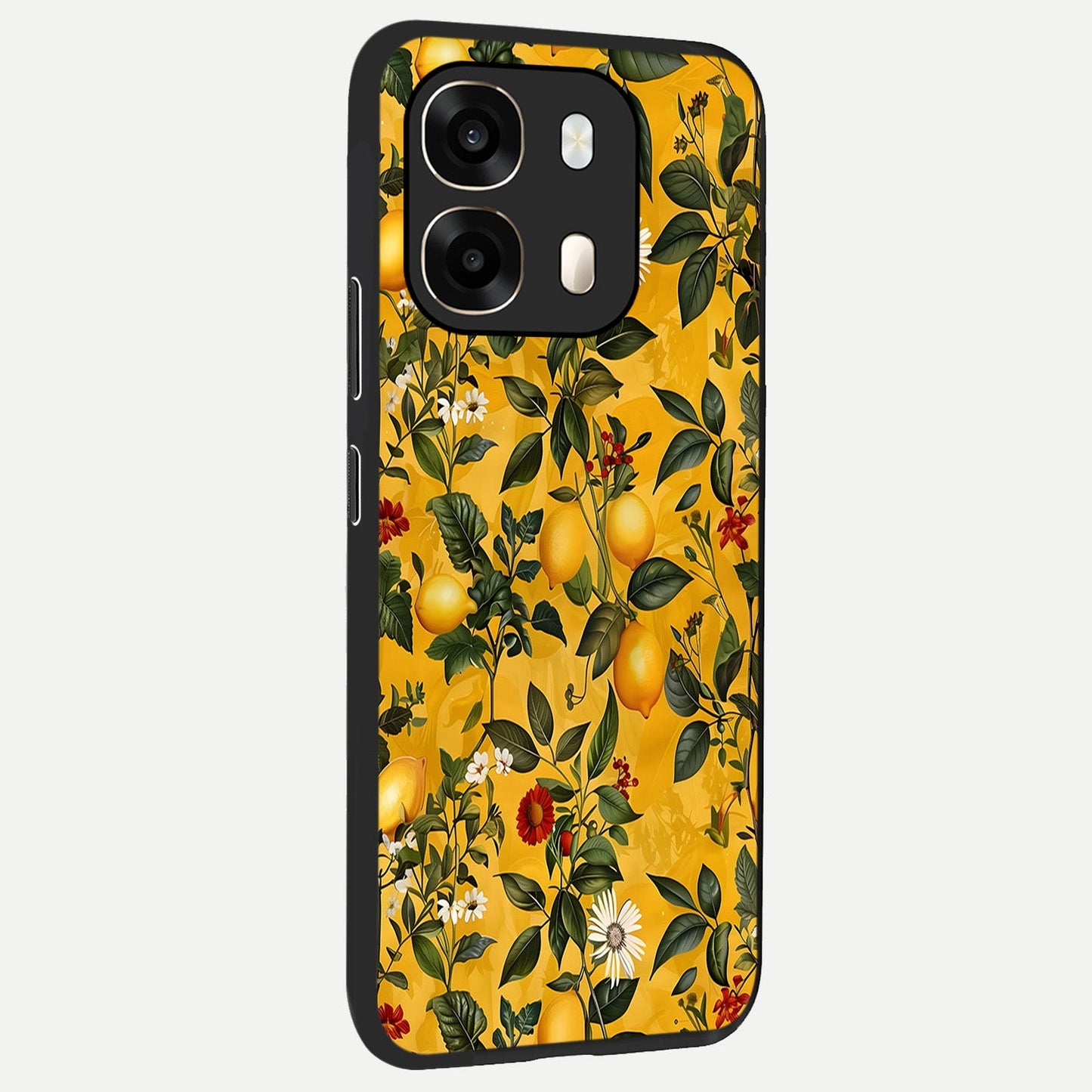 Golden Lemon Field back cover For Oppo A6 slim fit glass case with vibrant aesthetic design