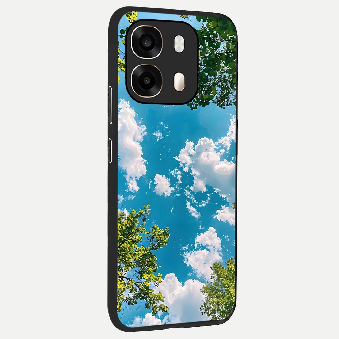 Green Moon Energy back cover For Oppo A6 slim fit glass case with vibrant aesthetic design