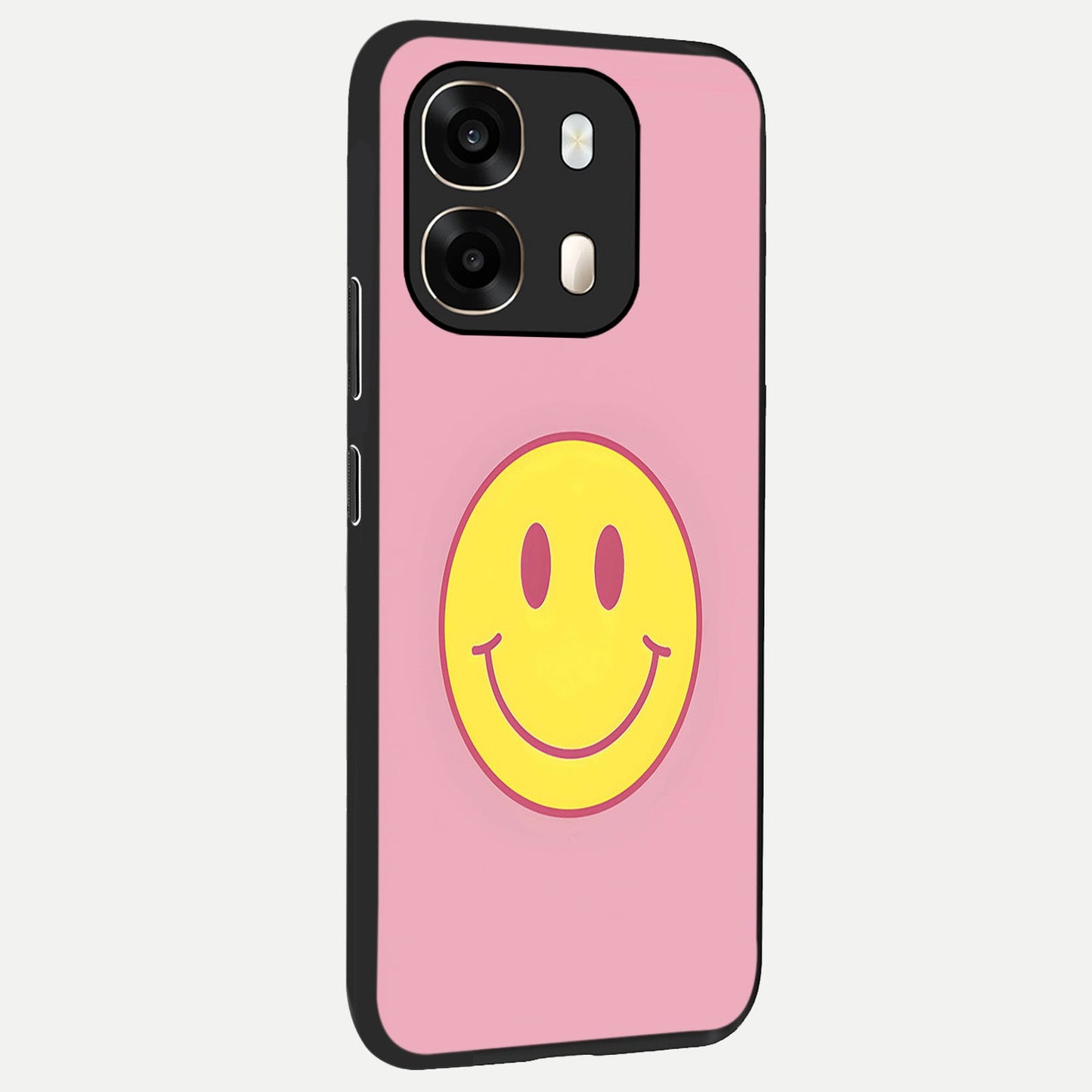 Happy Pink Mood back cover For Oppo A6 slim fit glass case with vibrant aesthetic design