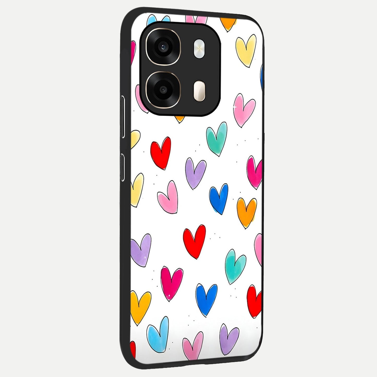 Playful Love Doodles back cover For Oppo A6 slim fit glass case with vibrant aesthetic design