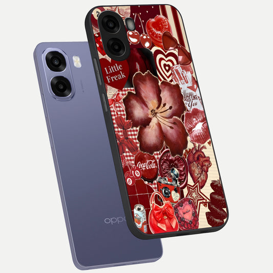 Aesthetic Little Freak phone case For Oppo A6s showing premium glass back cover with detailed artwork