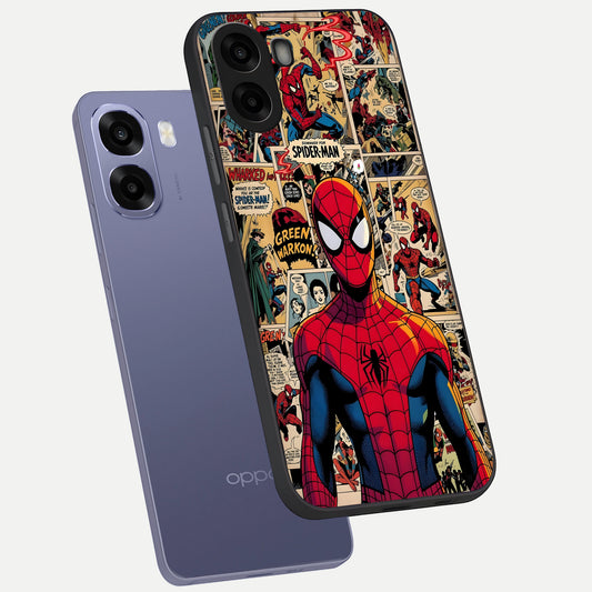 Aesthetic Spider phone case For Oppo A6s showing premium glass back cover with detailed artwork