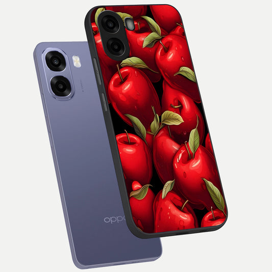 Apple Pattern phone case For Oppo A6s showing premium glass back cover with detailed artwork