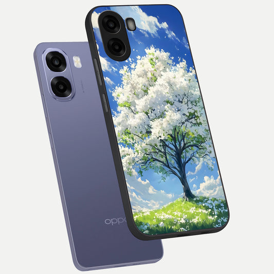 Blossom Sky Serenity phone case For Oppo A6s showing premium glass back cover with detailed artwork