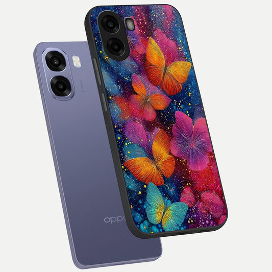 Butterfly Dream Mist phone case For Oppo A6s showing premium glass back cover with detailed artwork