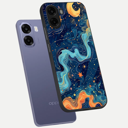 Celestial Dream Flow phone case For Oppo A6s showing premium glass back cover with detailed artwork