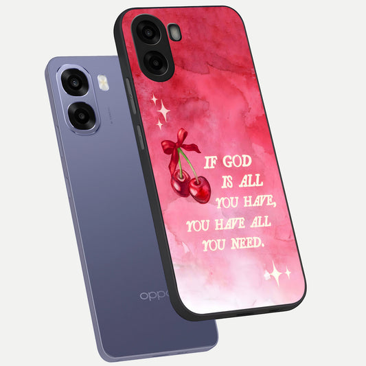 Cherry Quote phone case For Oppo A6s showing premium glass back cover with detailed artwork