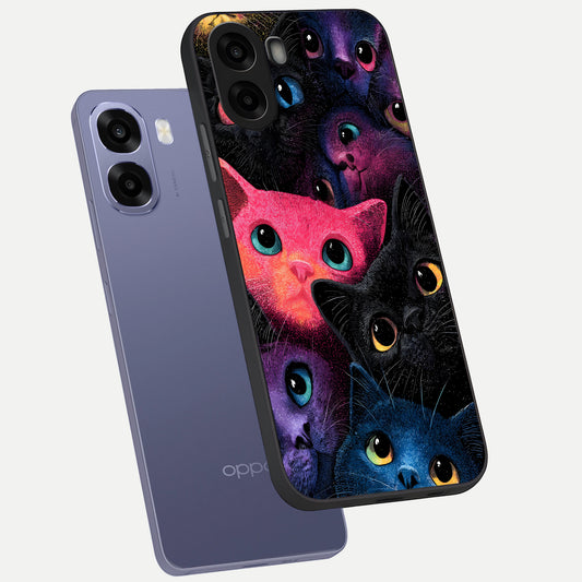 Cosmic Cats Dreams phone case For Oppo A6s showing premium glass back cover with detailed artwork