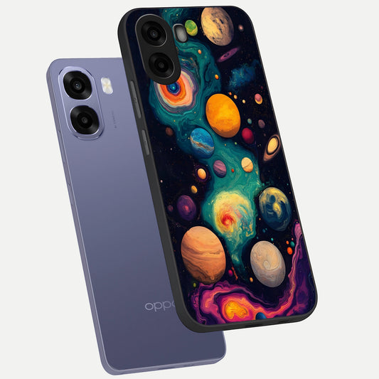 Cosmic Planet Journey phone case For Oppo A6s showing premium glass back cover with detailed artwork