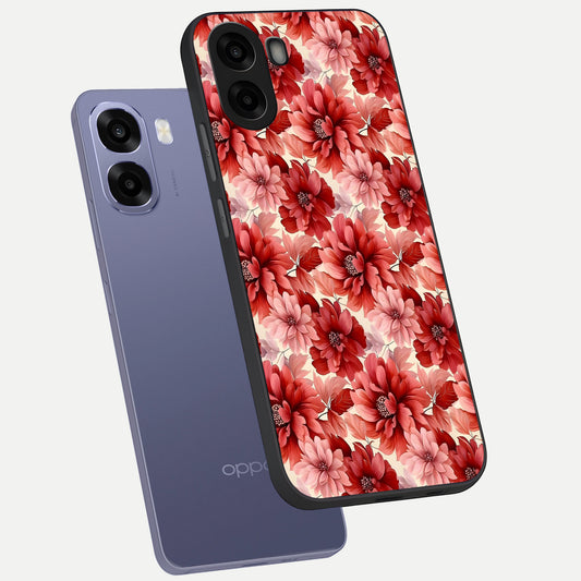 Crimson Love Petals phone case For Oppo A6s showing premium glass back cover with detailed artwork