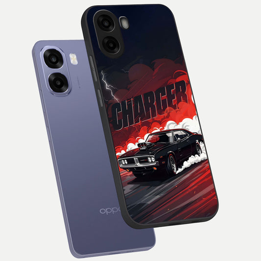 Dark Charger Fury phone case For Oppo A6s showing premium glass back cover with detailed artwork