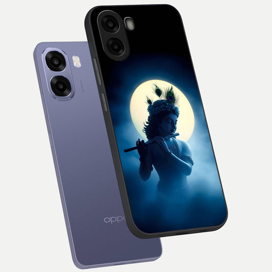 Divine Moon Flute phone case For Oppo A6s showing premium glass back cover with detailed artwork