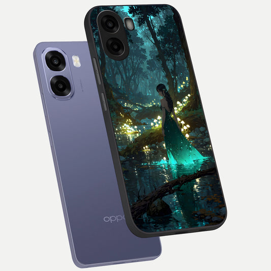 Enchanted Forest Glow phone case For Oppo A6s showing premium glass back cover with detailed artwork