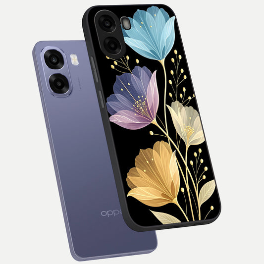 Flower Bloom Glow phone case For Oppo A6s showing premium glass back cover with detailed artwork