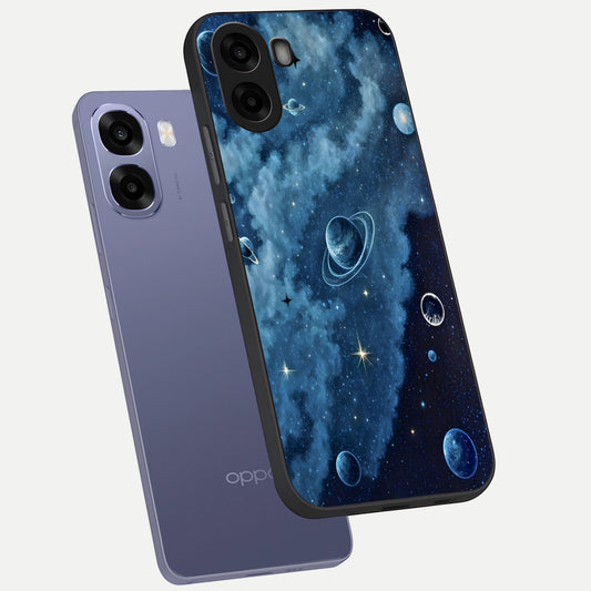 Galaxy Dream Space phone case For Oppo A6s showing premium glass back cover with detailed artwork