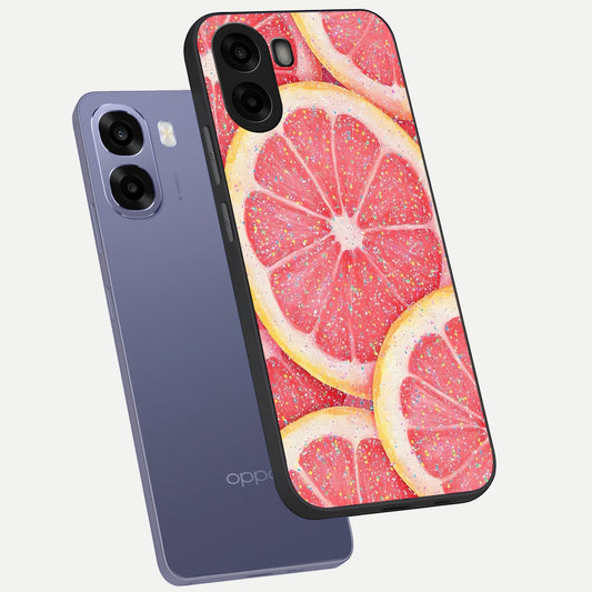 Glitter Grapefruit phone case For Oppo A6s showing premium glass back cover with detailed artwork