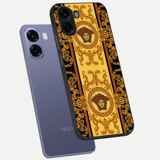 Golden Royal Heritage phone case For Oppo A6s showing premium glass back cover with detailed artwork