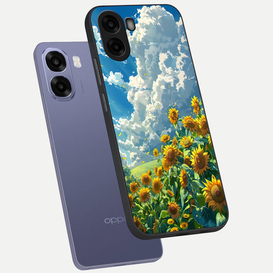 Golden Sun Glory phone case For Oppo A6s showing premium glass back cover with detailed artwork
