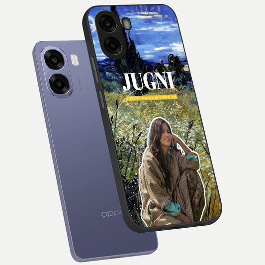 Jugni Soul Vibes phone case For Oppo A6s showing premium glass back cover with detailed artwork
