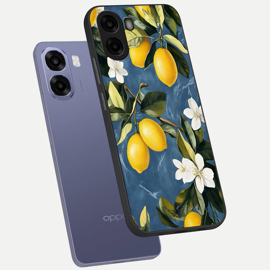 Lemon Dream Garden phone case For Oppo A6s showing premium glass back cover with detailed artwork
