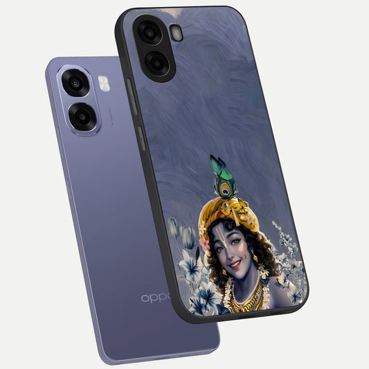 Lord Krishna phone case For Oppo A6s showing premium glass back cover with detailed artwork