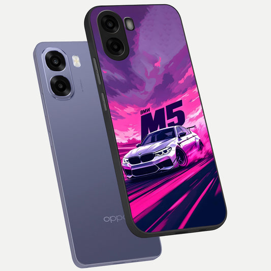 MS Neon Car phone case For Oppo A6s showing premium glass back cover with detailed artwork