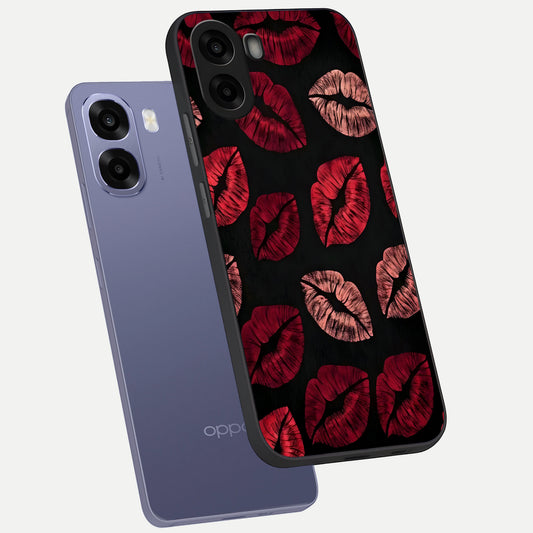 Midnight Kiss Love phone case For Oppo A6s showing premium glass back cover with detailed artwork