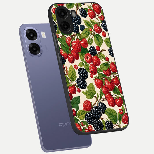 Mixed Berry Collage phone case For Oppo A6s showing premium glass back cover with detailed artwork
