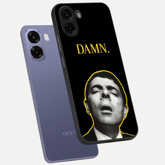Mr Bean Damn phone case For Oppo A6s showing premium glass back cover with detailed artwork