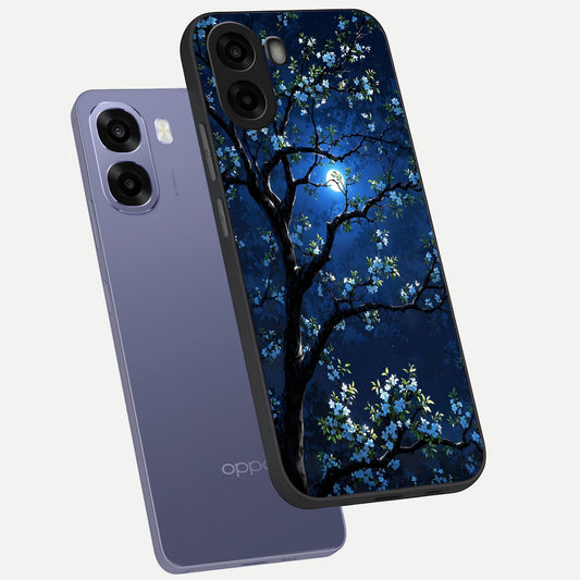 Mystic Floral Night phone case For Oppo A6s showing premium glass back cover with detailed artwork
