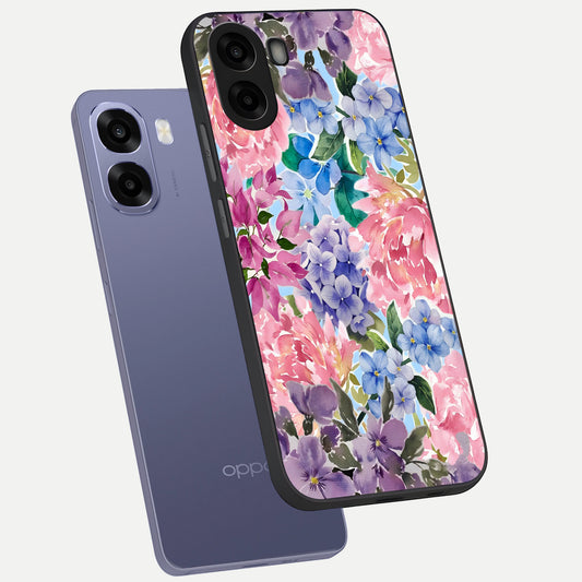 Pastel Floral Mix phone case For Oppo A6s showing premium glass back cover with detailed artwork